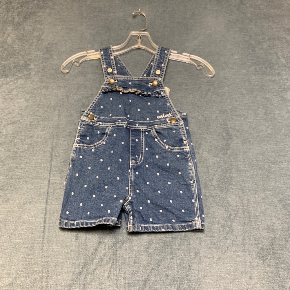 Carhartt Overalls Toddler Girls 15 Blue Blue Medium Wash Bib Adjustable Strap